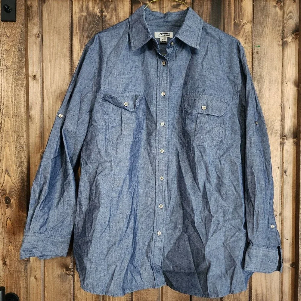 Edwards Long Sleeve‎ Button Up Denim Shirt